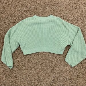Divided H&M Green Cable Knit Cropped Sweater